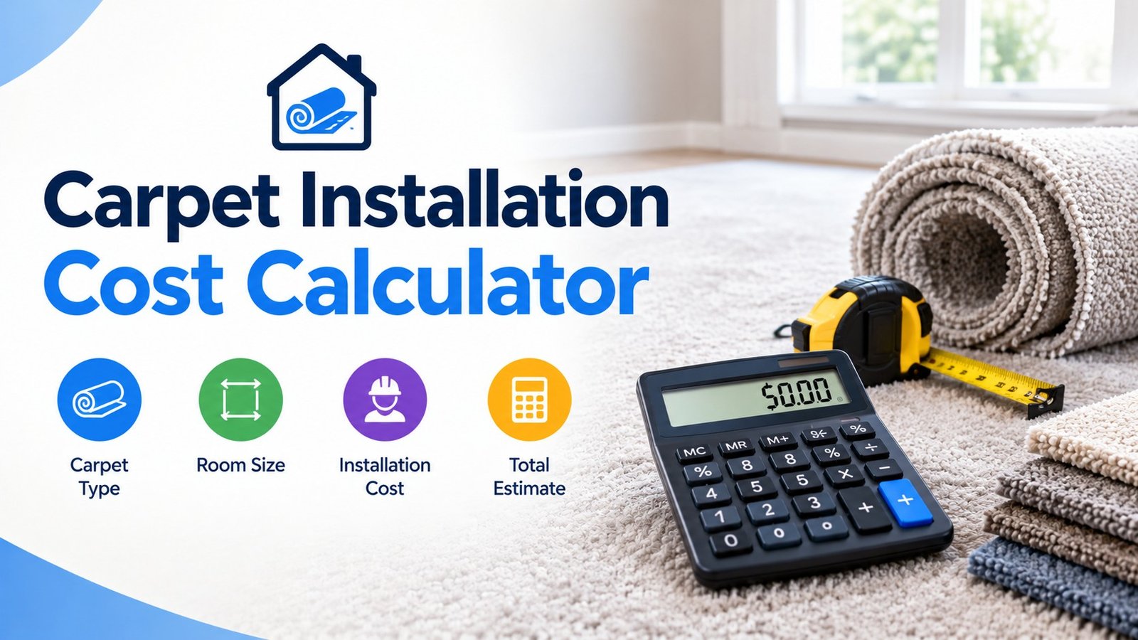 Carpet Installation Cost Calculator to estimate carpet and installation costs for your room